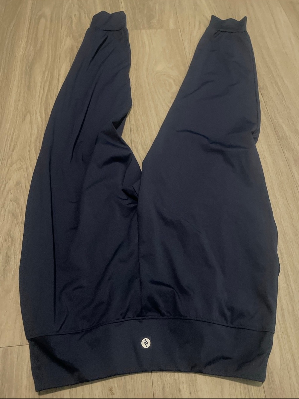 Women's Navy Track Joggers with Elastic Cuffs - Picture 3 of 3